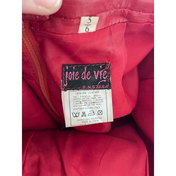 Joie De Vie Vintage Womens Skirt Size 6 Red Leather Snap Slit Mini India - Picture 4 of 7